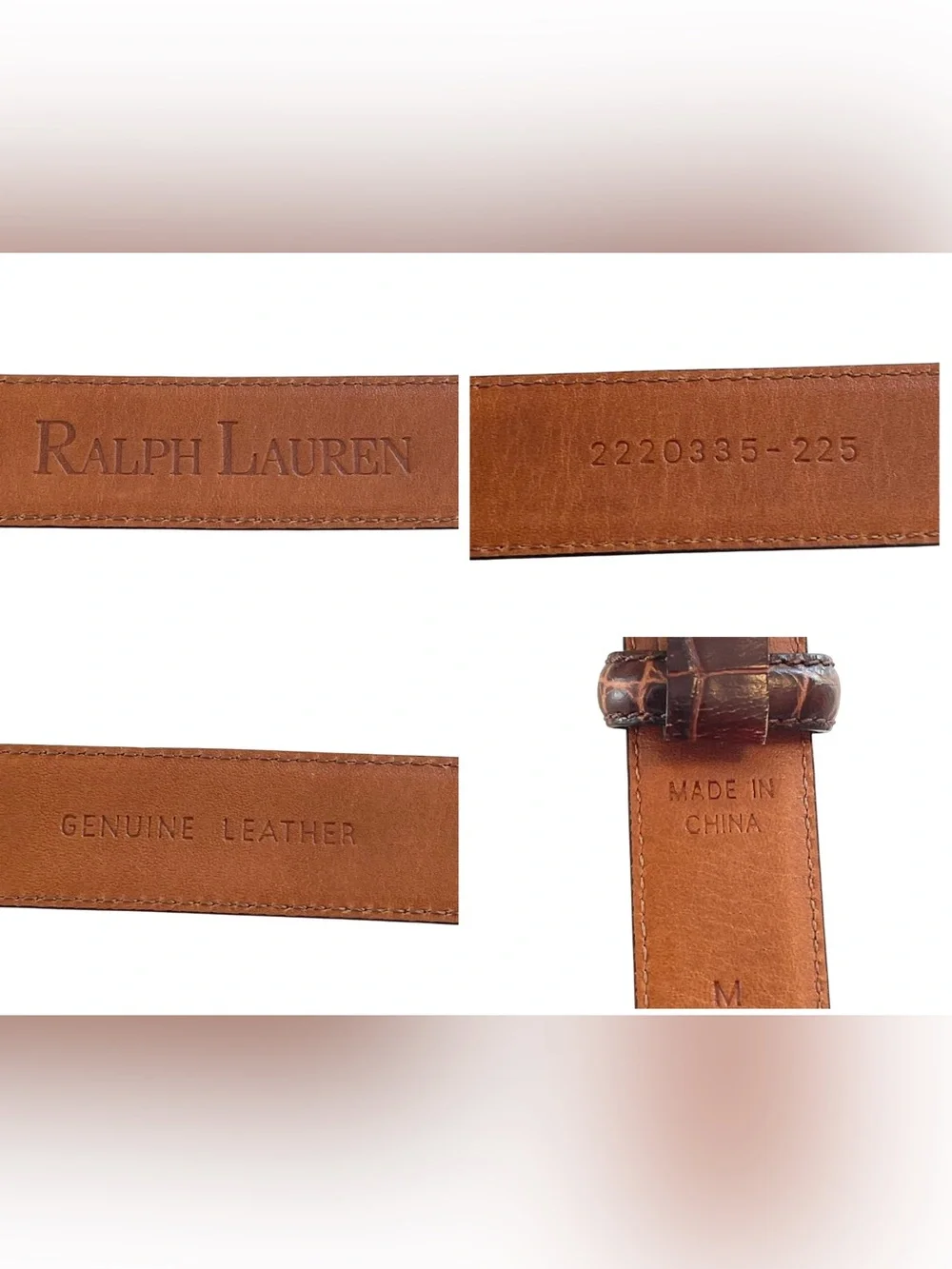 Ralph Lauren Brown Croc Embossed Leather Skinny Belt Vintage 90s Y2K Size S